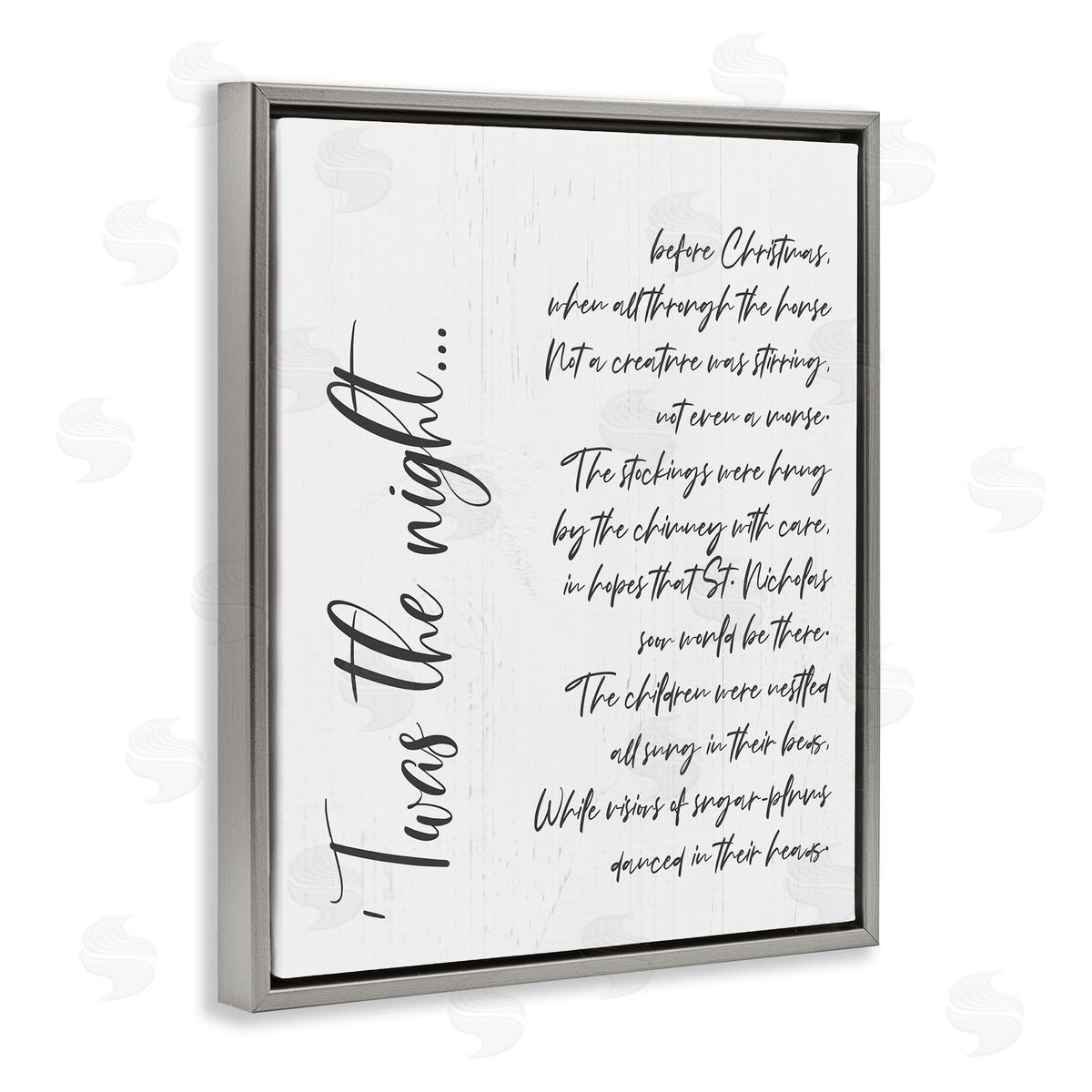 Anna Quach Twas the Night Minimal Whimsical Christmas Gray Floater Frame Canvas Art