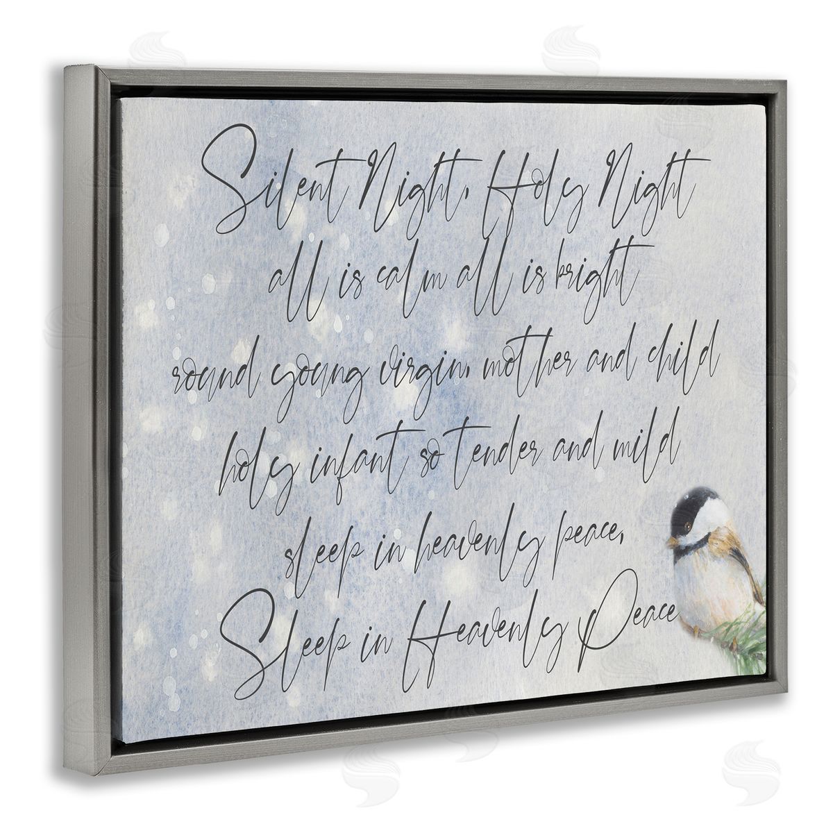 Lanie Loreth Christmas Silent Night Winter Bird Illustration Gray Floater Frame Canvas Art