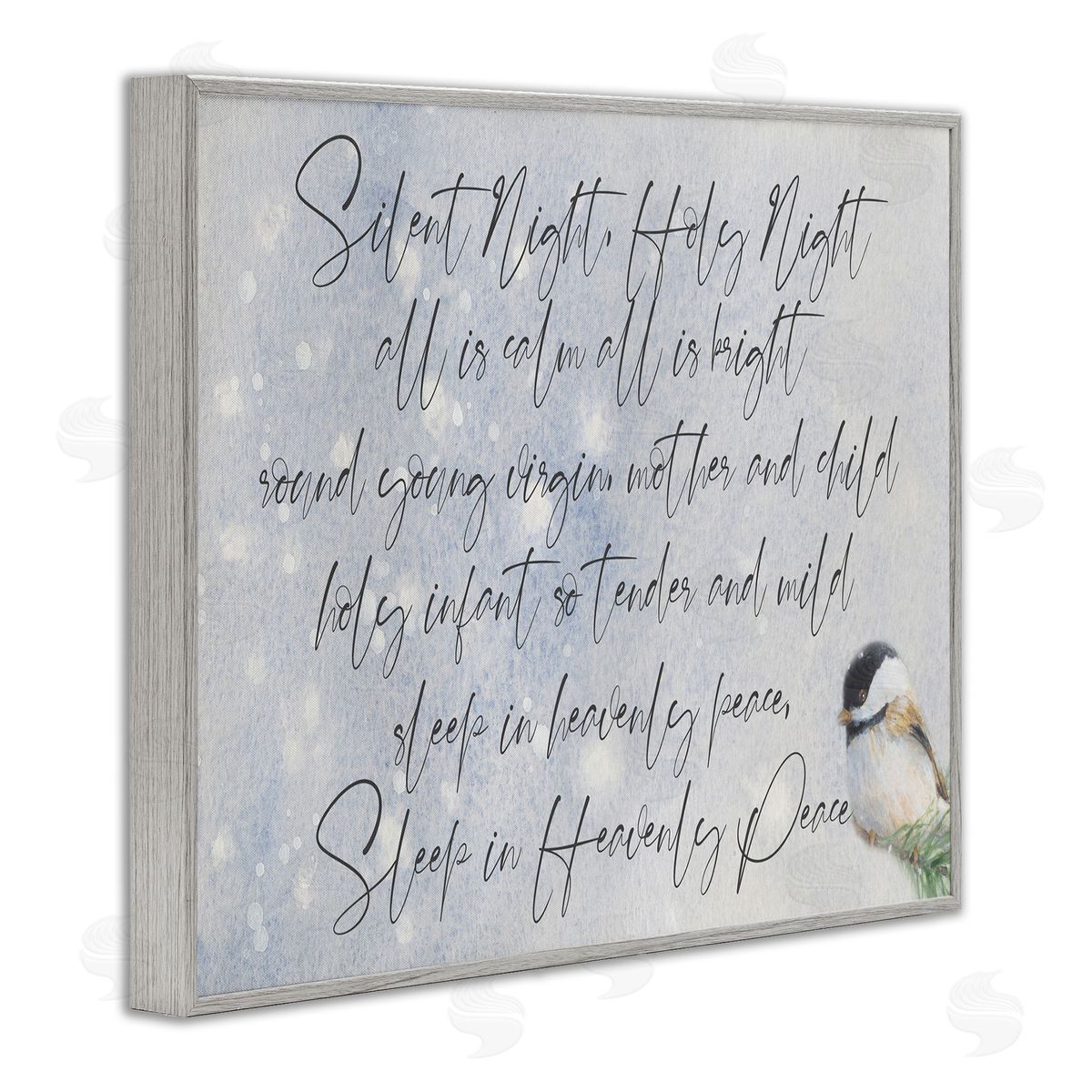Lanie Loreth Christmas Silent Night Winter Bird Illustration Gray Framed Giclee Wall Art