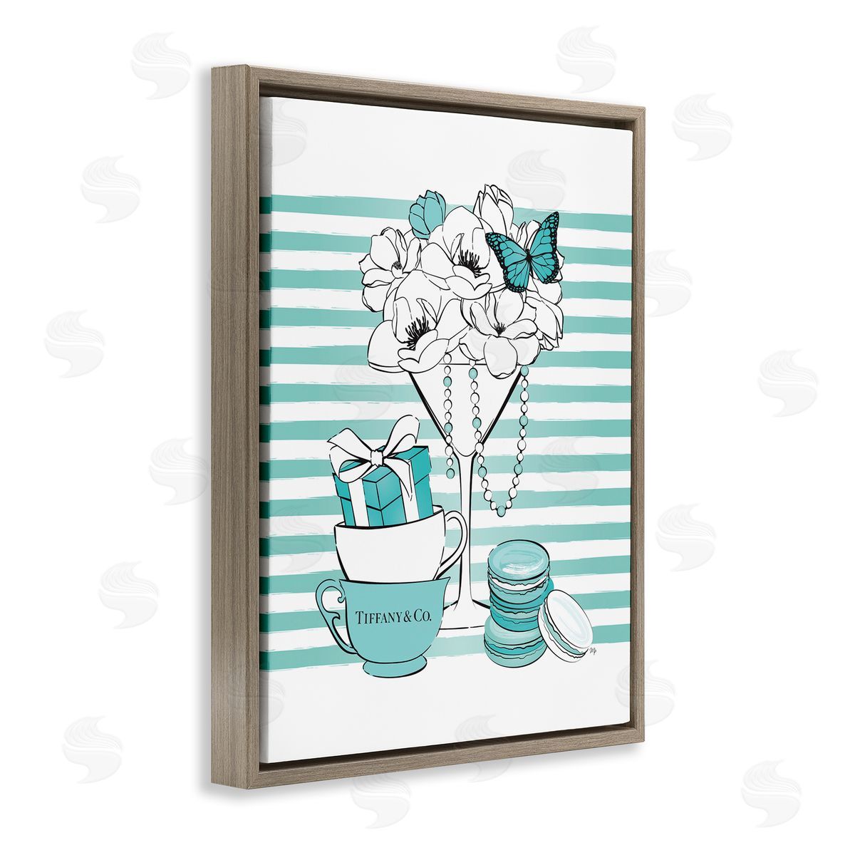 Martina Pavlova Glass of Fashion Illustration Designer Style Brown Floater Frame Canvas Art