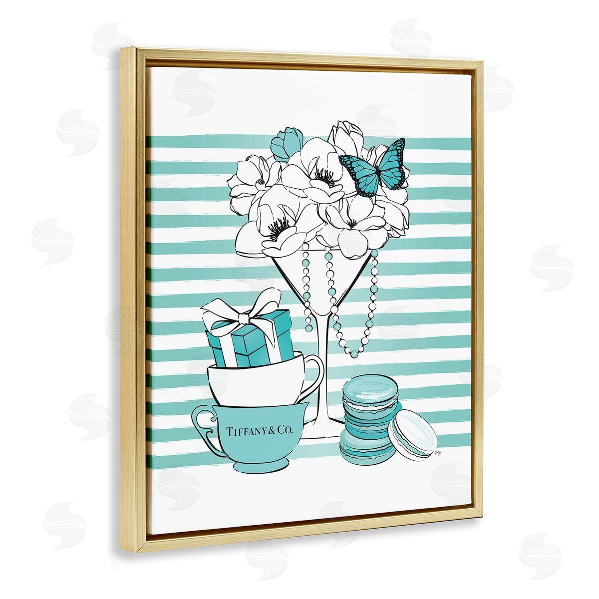 Martina Pavlova Glass of Fashion Illustration Designer Style Gold Floater Frame Canvas Art