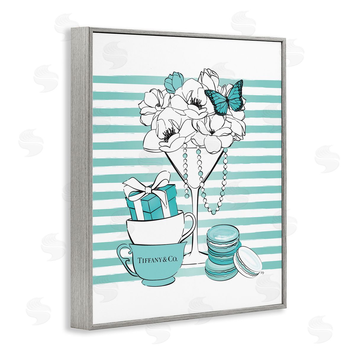 Martina Pavlova Glass of Fashion Illustration Designer Style Gray Framed Giclee Wall Art