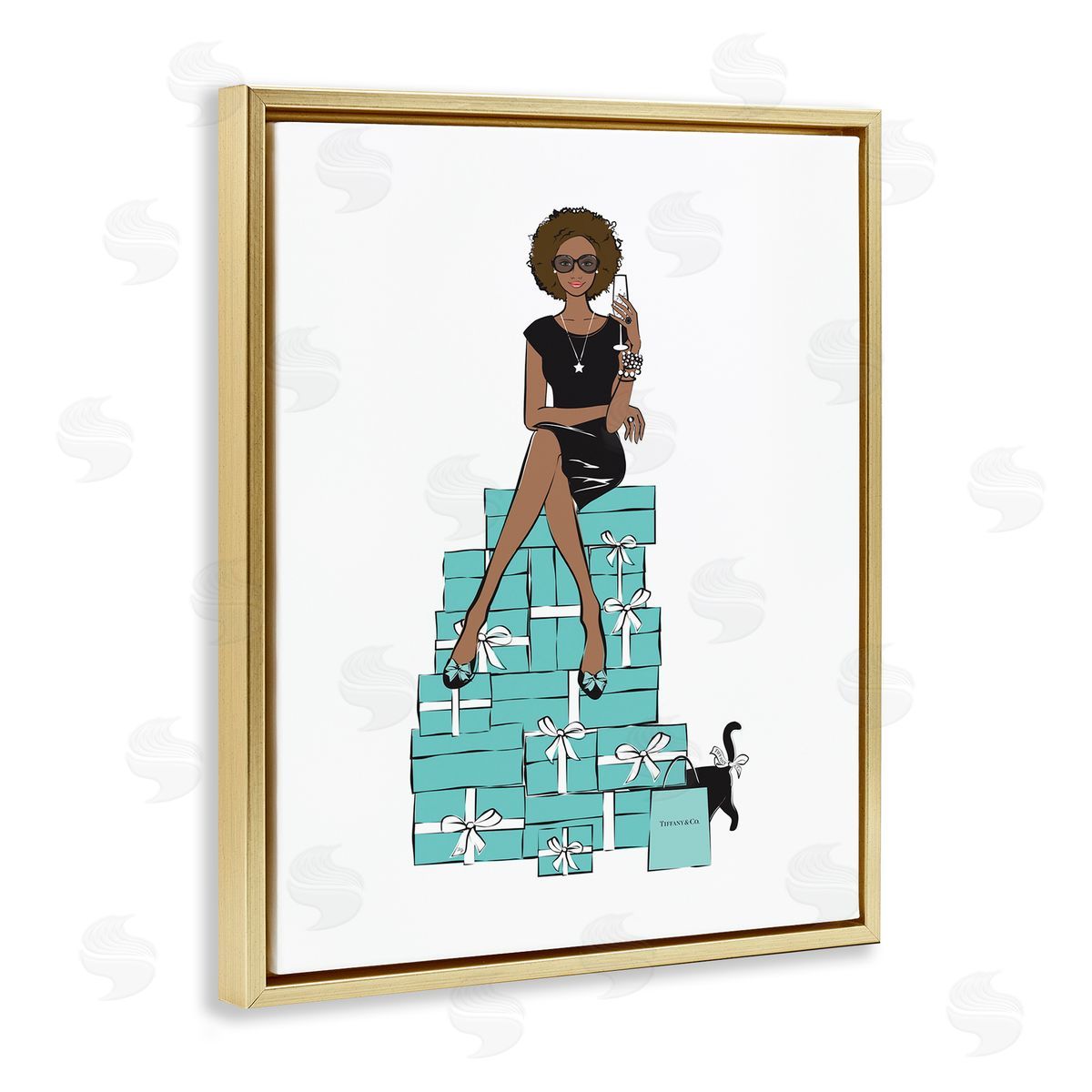 Martina Pavlova Fashionista on Gift Stack Designer Gold Floater Frame Canvas Art