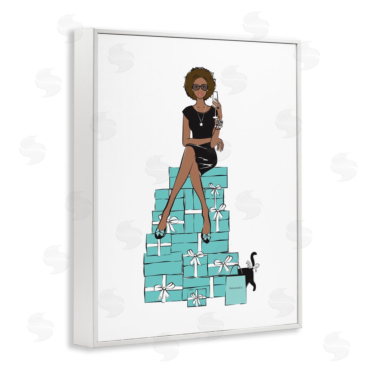 Martina Pavlova Fashionista on Gift Stack Designer White Framed Giclee Wall Art