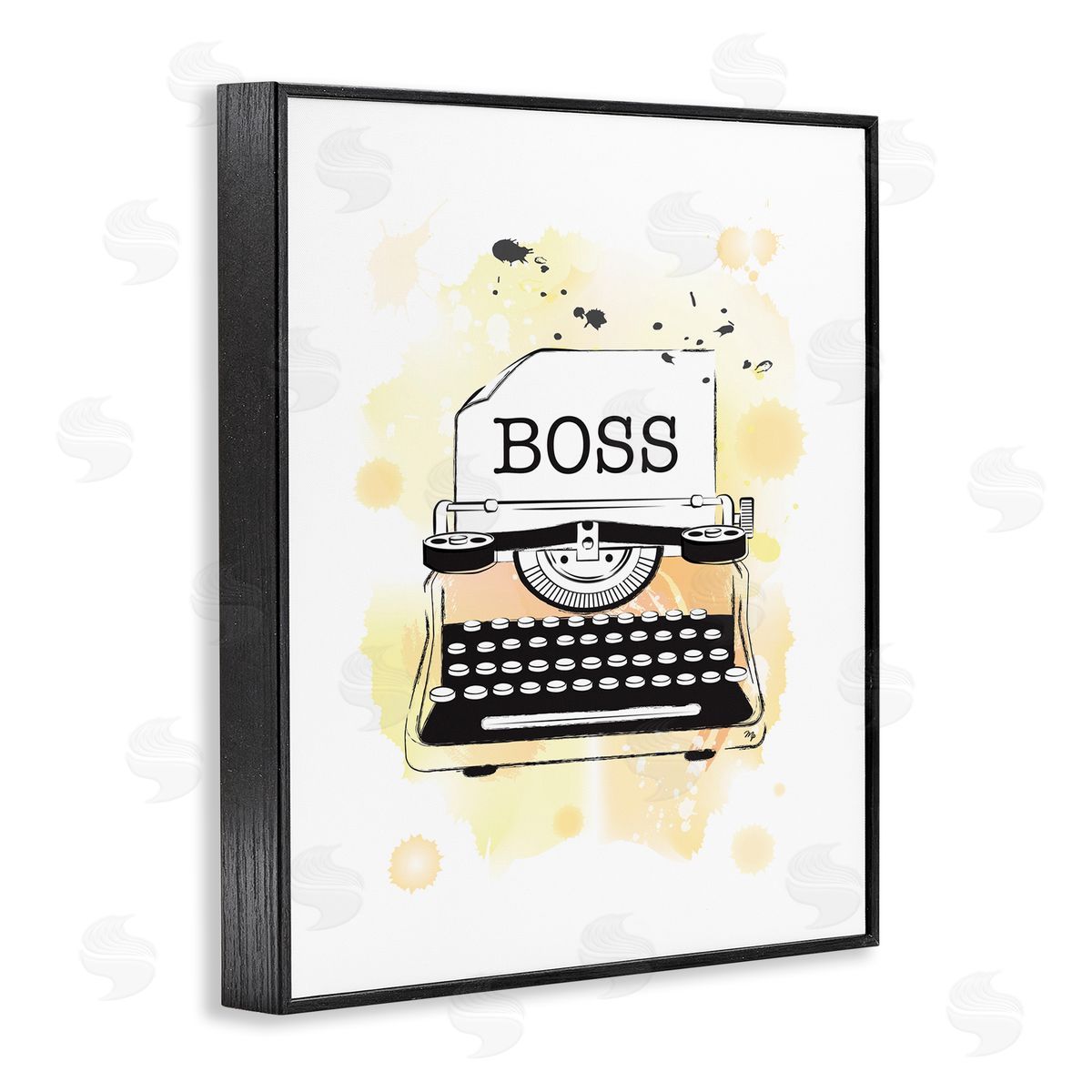 Martina Pavlova Yellow Typewriter Boss Abstract Splash Black Framed Giclee Wall Art