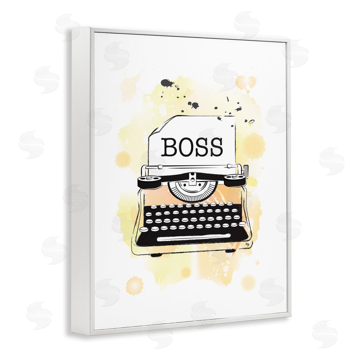 Martina Pavlova Yellow Typewriter Boss Abstract Splash White Framed Giclee Wall Art