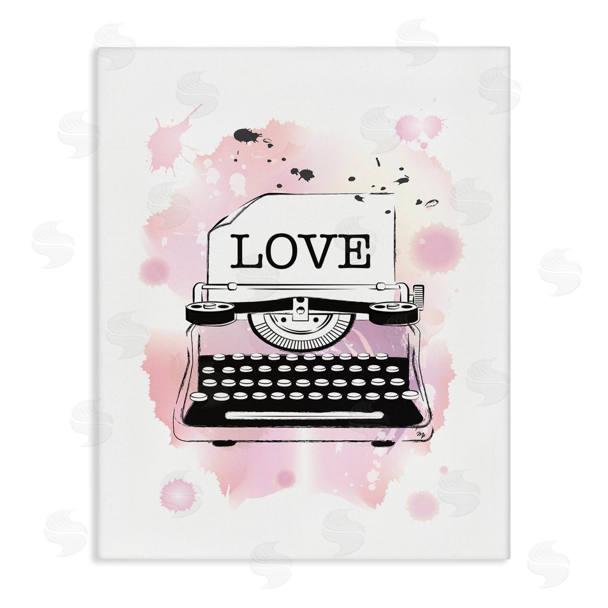 Martina Pavlova Pink Typewriter Love Paint Splash Canvas Wall Art