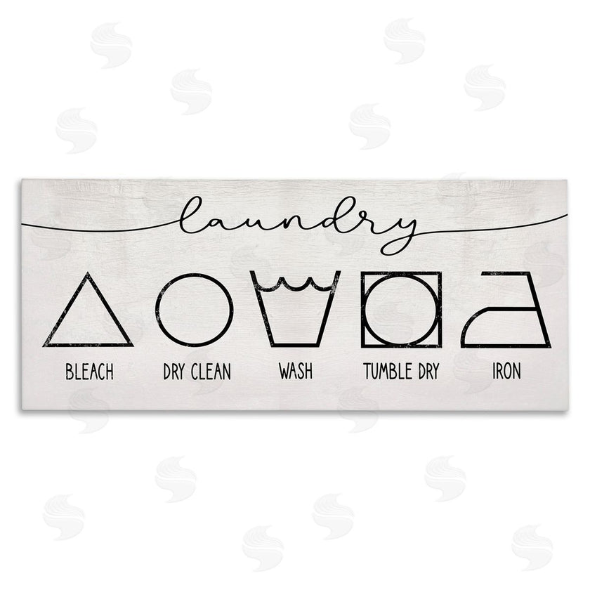 Stupell Studio | Simple Rustic Laundry Symbol Guide Clean Home