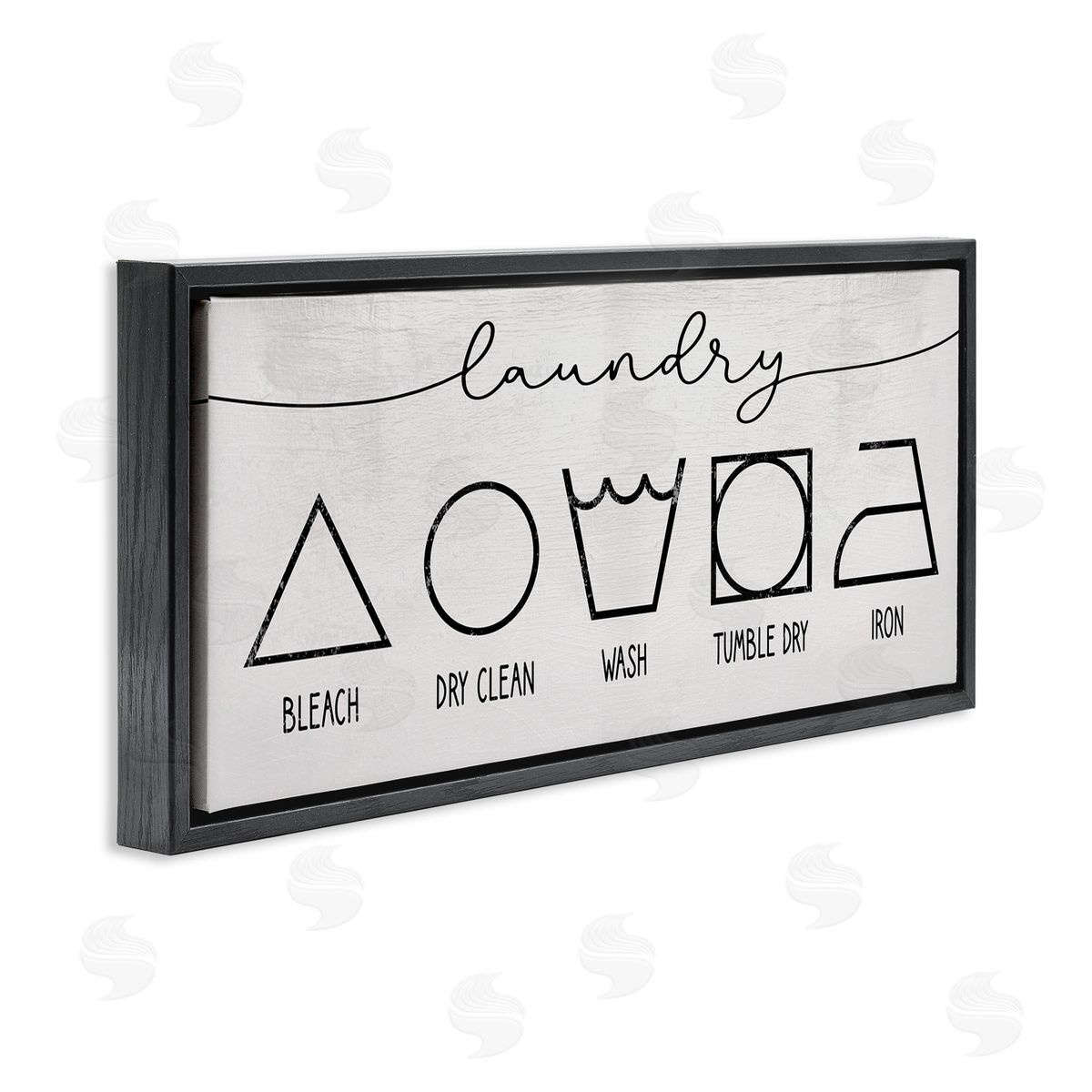Stupell Studio Simple Rustic Laundry Symbol Guide Clean Home Black Floater Frame Canvas Art