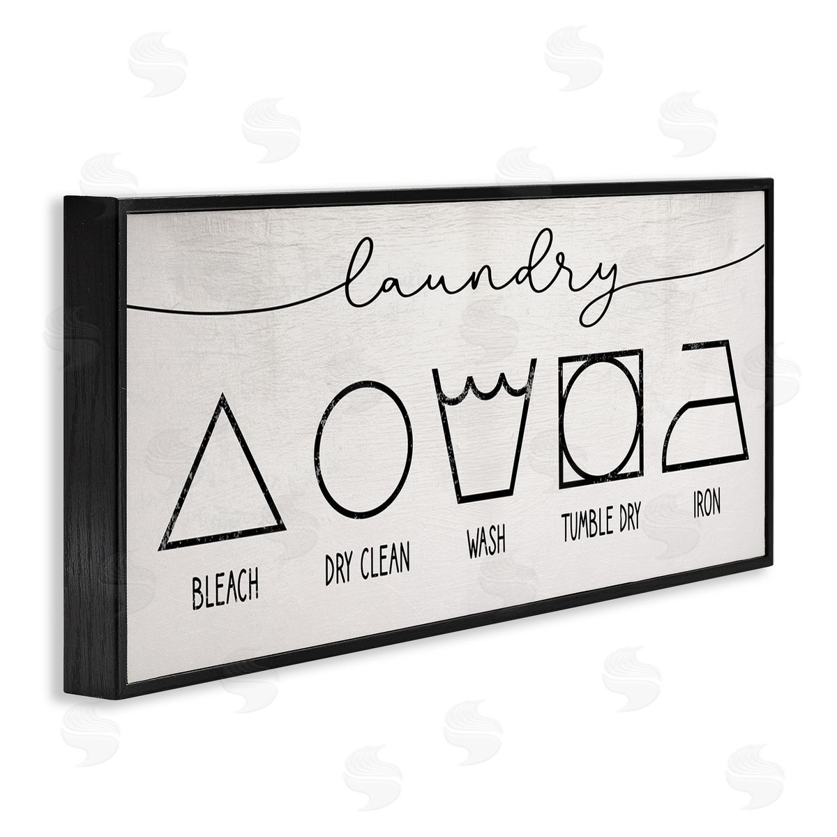 Stupell Studio Simple Rustic Laundry Symbol Guide Clean Home Black Framed Giclee Wall Art