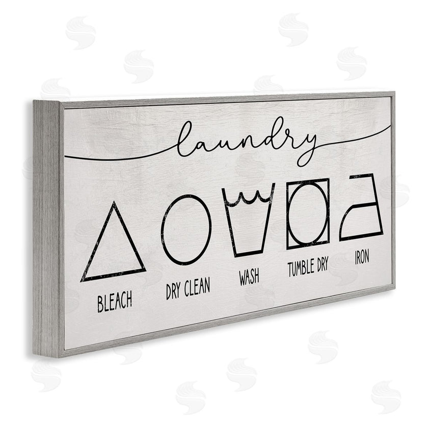 Stupell Studio | Simple Rustic Laundry Symbol Guide Clean Home