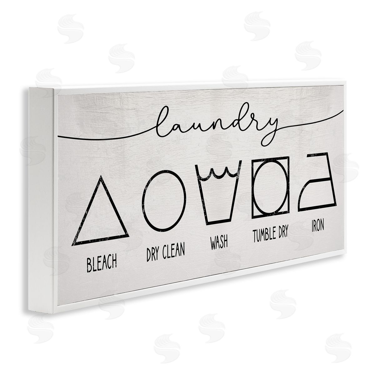 Stupell Studio Simple Rustic Laundry Symbol Guide Clean Home White Framed Giclee Wall Art