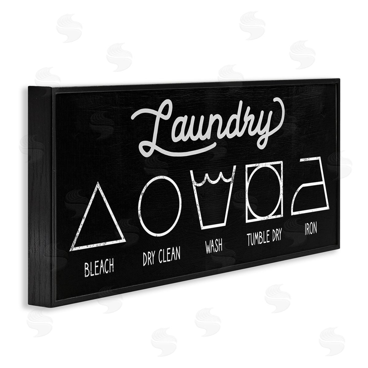 Stupell Studio Distressed Country Laundry Symbol Cleaning Guide Black Framed Giclee Wall Art