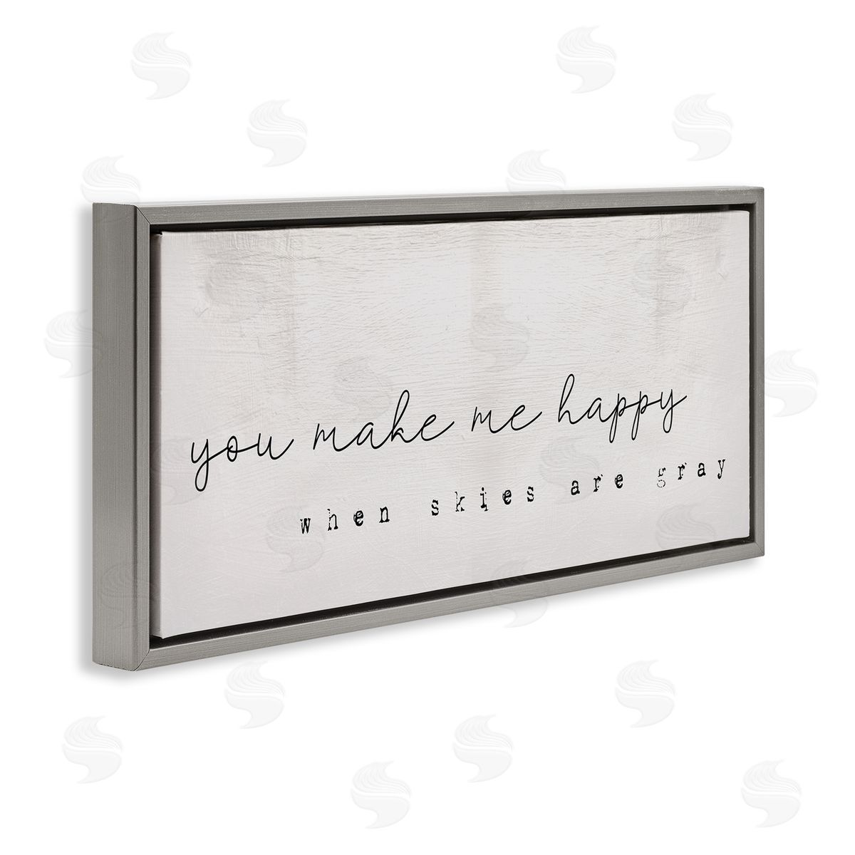 Stupell Studio Make Me Happy Quote Charming Romantic Rustic  Gray Floater Frame Canvas Art