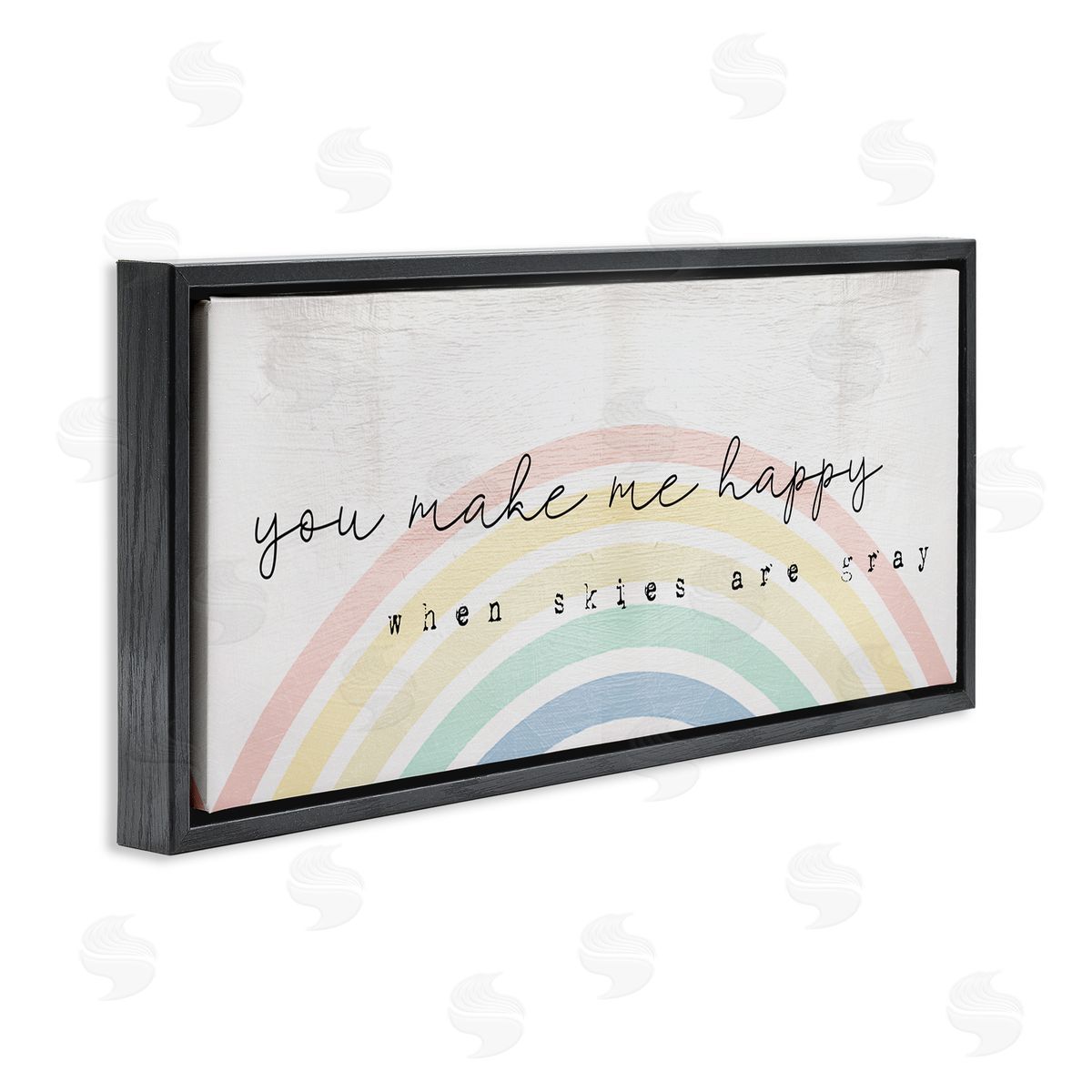 Happy Phrase Rustic Rainbow Black Floating Frame Canvas Wall Art, Home Decor by Stupell Studio