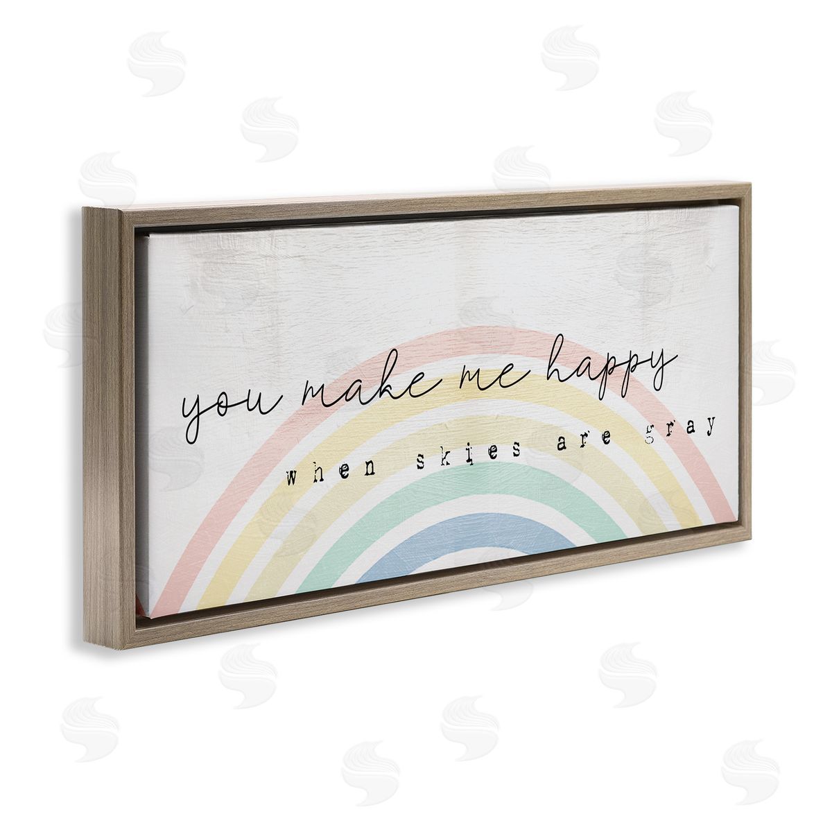 Happy Phrase Rustic Rainbow Brown Floating Frame Canvas Wall Art, Home Decor by Stupell Studio