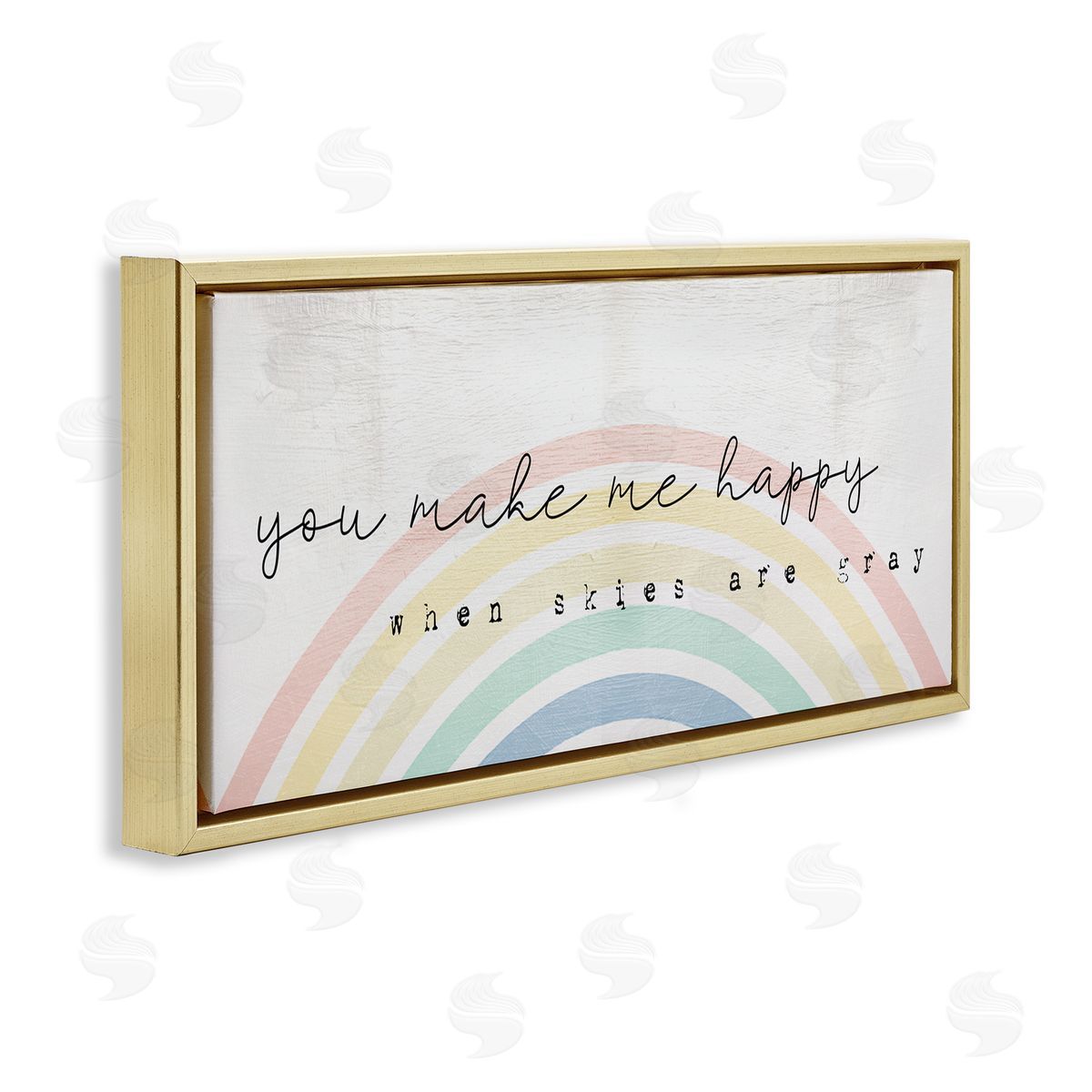 Happy Phrase Rustic Rainbow Gold Floating Frame Canvas Wall Art, Home Decor by Stupell Studio
