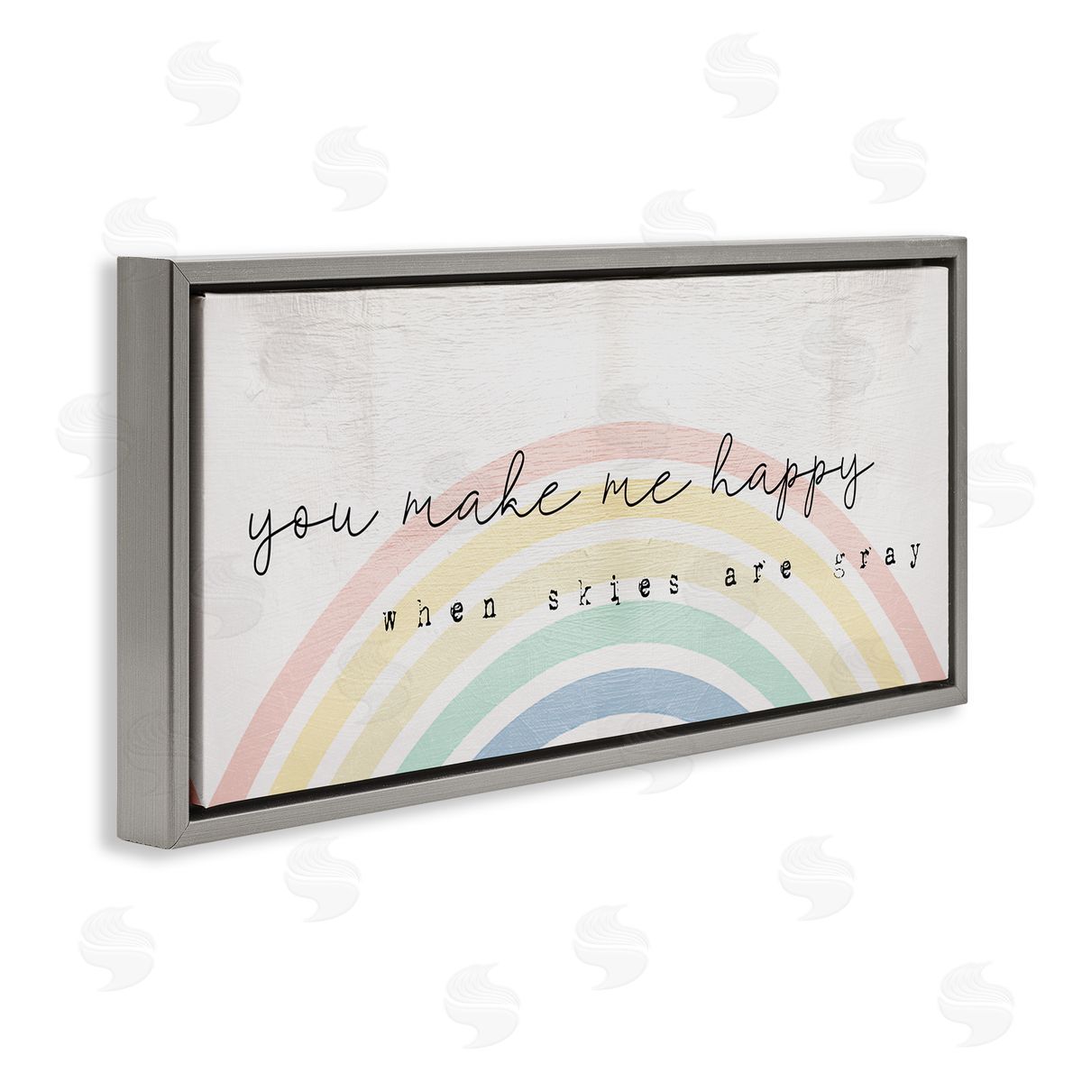 Happy Phrase Rustic Rainbow Grey Floating Frame Canvas Wall Art, Home Decor by Stupell Studio