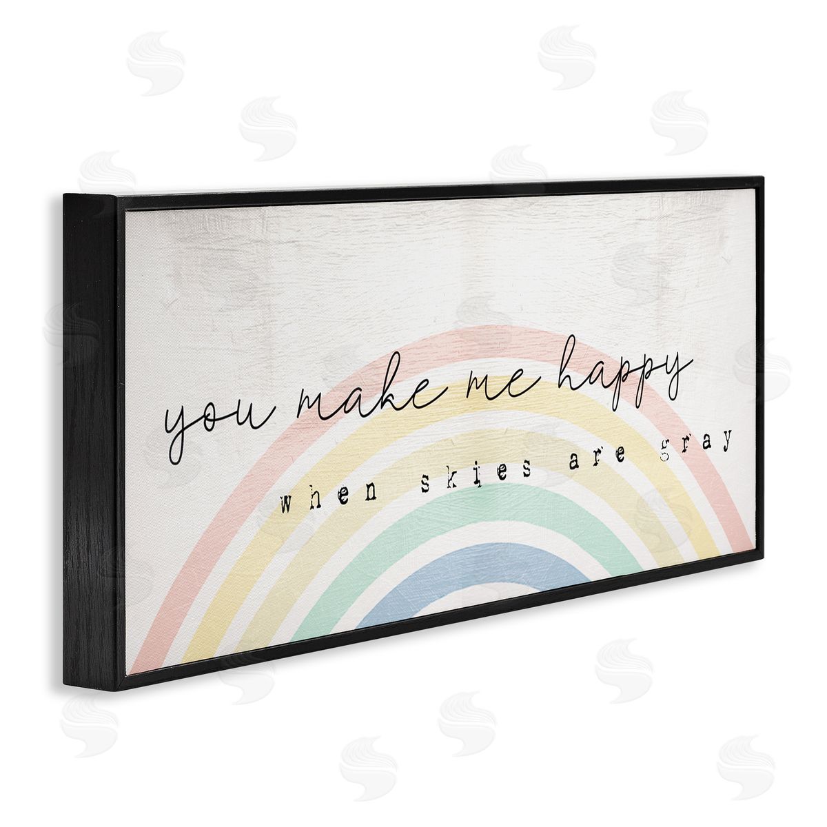 Happy Phrase Rustic Rainbow Black Frame Print Wall Art, Home Decor by Stupell Studio