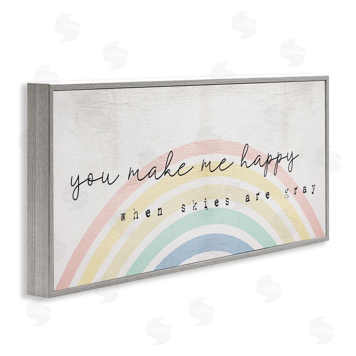 Happy Phrase Rustic Rainbow Grey Frame Print Wall Art, Home Decor by Stupell Studio
