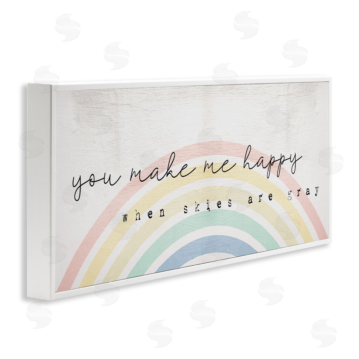 Happy Phrase Rustic Rainbow White Frame Print Wall Art, Home Decor by Stupell Studio