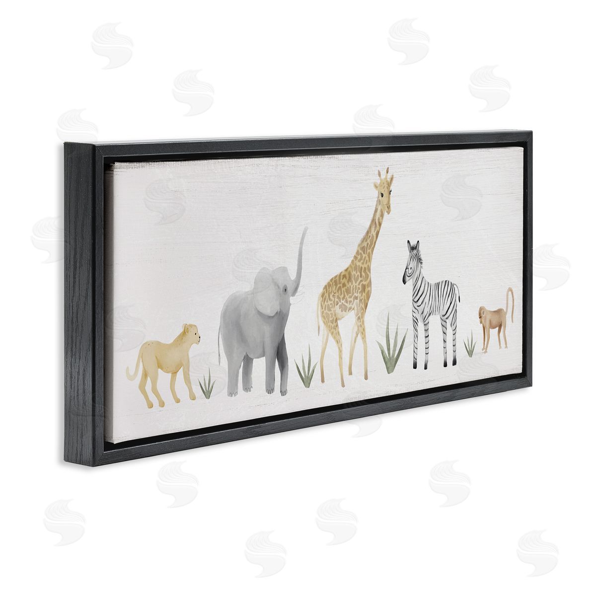 Adorable Jungle Animals Wildlife Black Floating Frame Canvas Wall Art, Home Decor by Stupell Studio