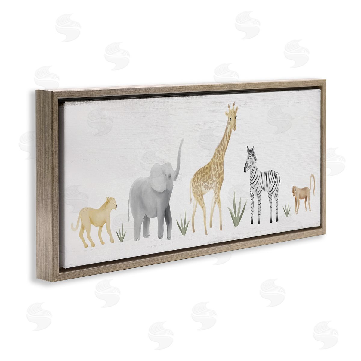 Adorable Jungle Animals Wildlife Brown Floating Frame Canvas Wall Art, Home Decor by Stupell Studio