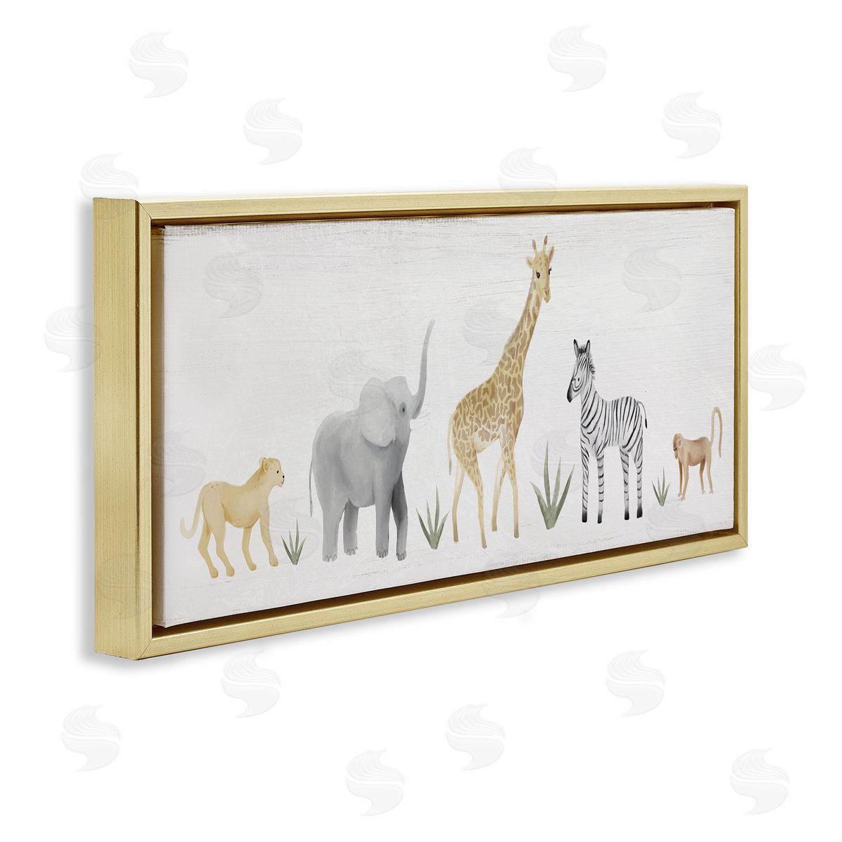 Adorable Jungle Animals Wildlife Gold Floating Frame Canvas Wall Art, Home Decor by Stupell Studio