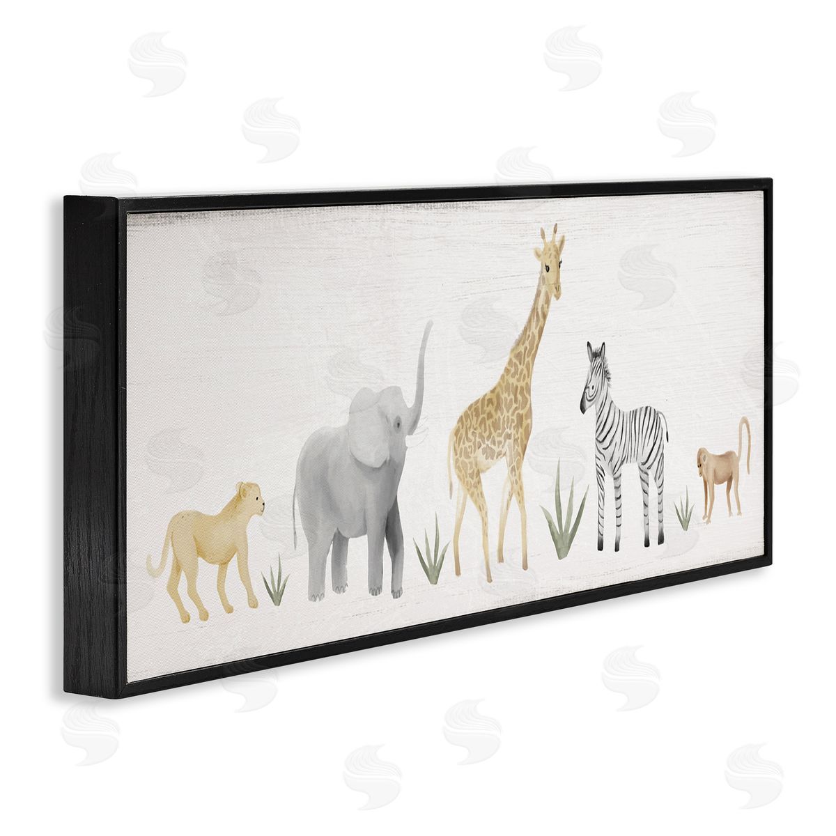 Adorable Jungle Animals Wildlife Black Frame Print Wall Art, Home Decor by Stupell Studio