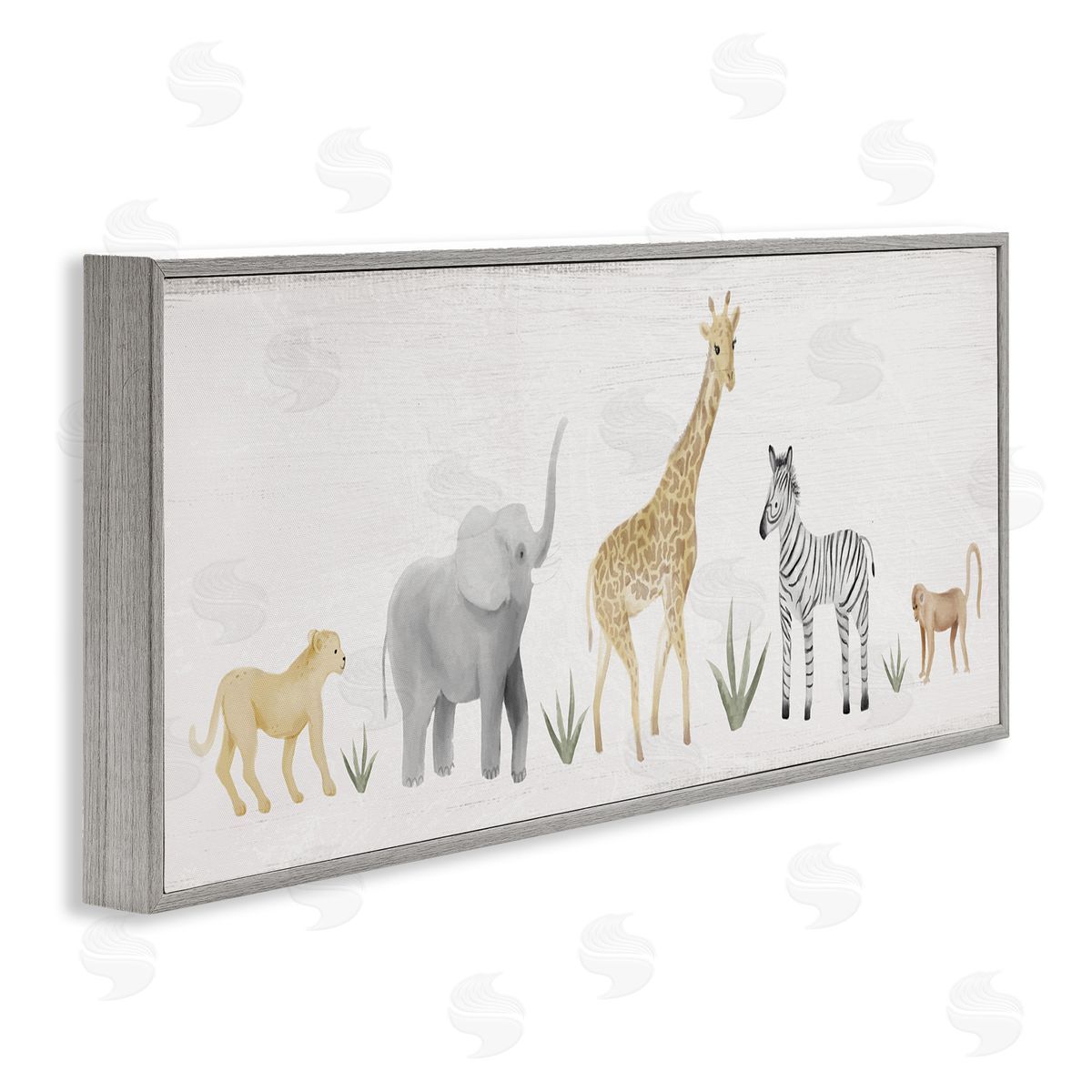 Adorable Jungle Animals Wildlife Grey Frame Print Wall Art, Home Decor by Stupell Studio