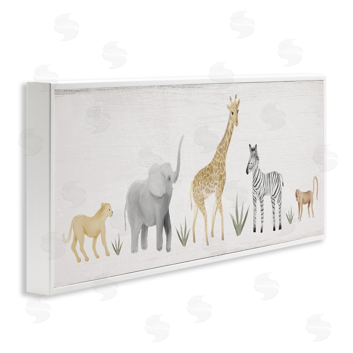 Adorable Jungle Animals Wildlife White Frame Print Wall Art, Home Decor by Stupell Studio