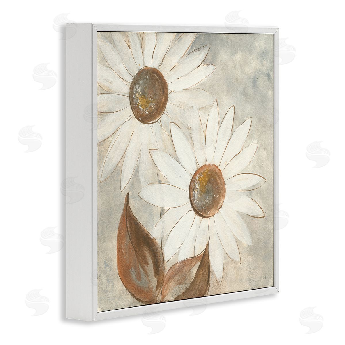 Chris Paschke White Neutral Daisy Florals Vintage Charm White Framed Giclee Wall Art