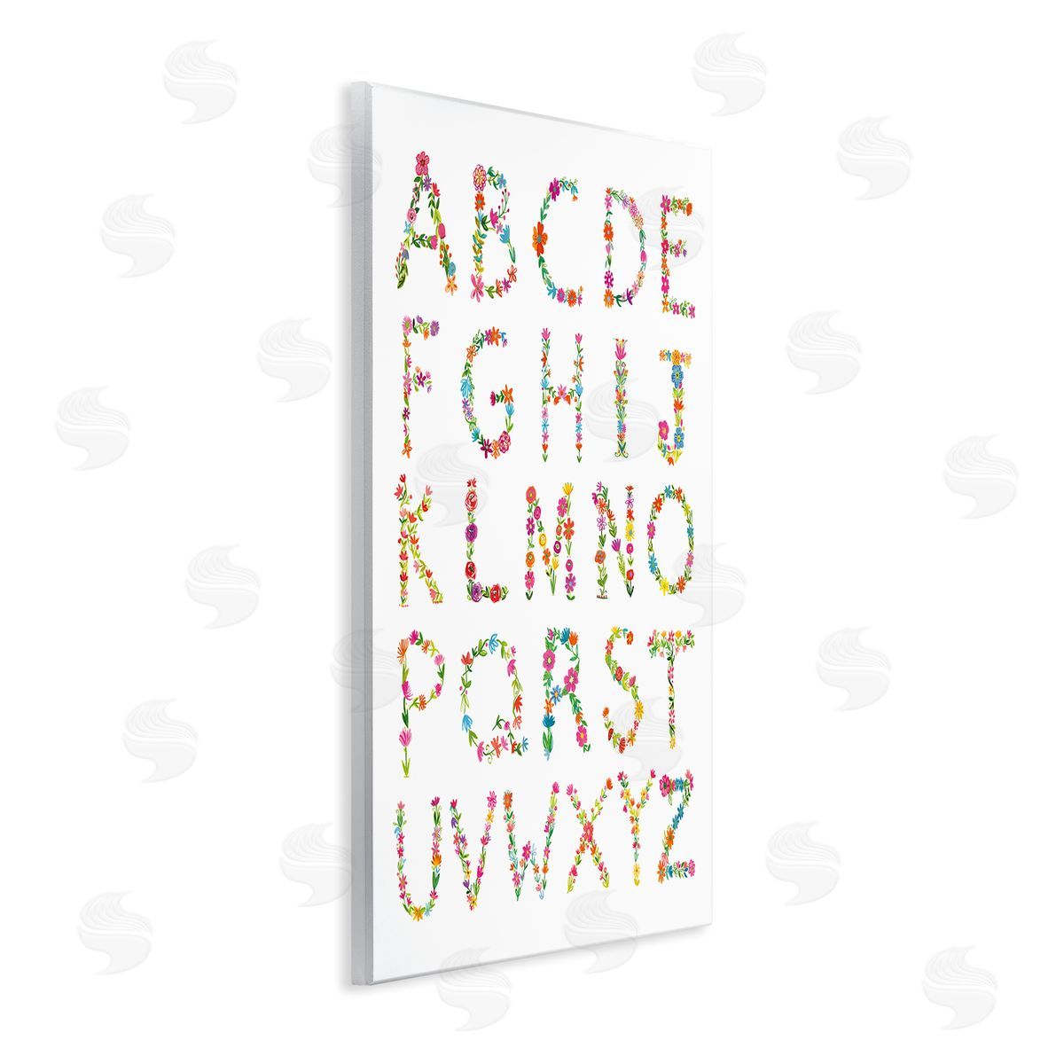 Farida Zaman Floral Pattern Alphabet Soft Chic Typography Wall Plaque Art