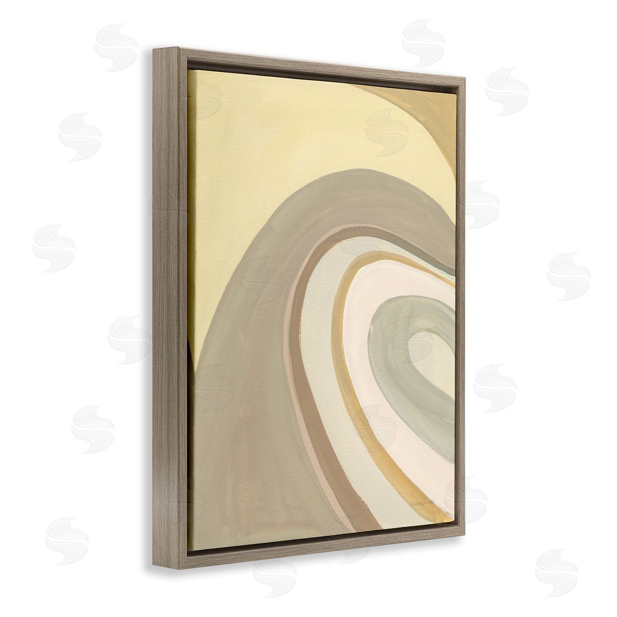 Danhui Nai Organic Grooved Abstraction Neutral Brown Yellow Brown Floater Frame Canvas Art