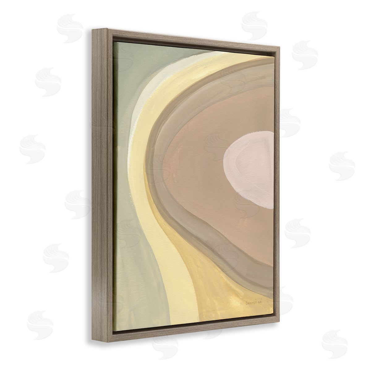Danhui Nai Abstract Organic Curves Neutral Brown Yellow Brown Floater Frame Canvas Art