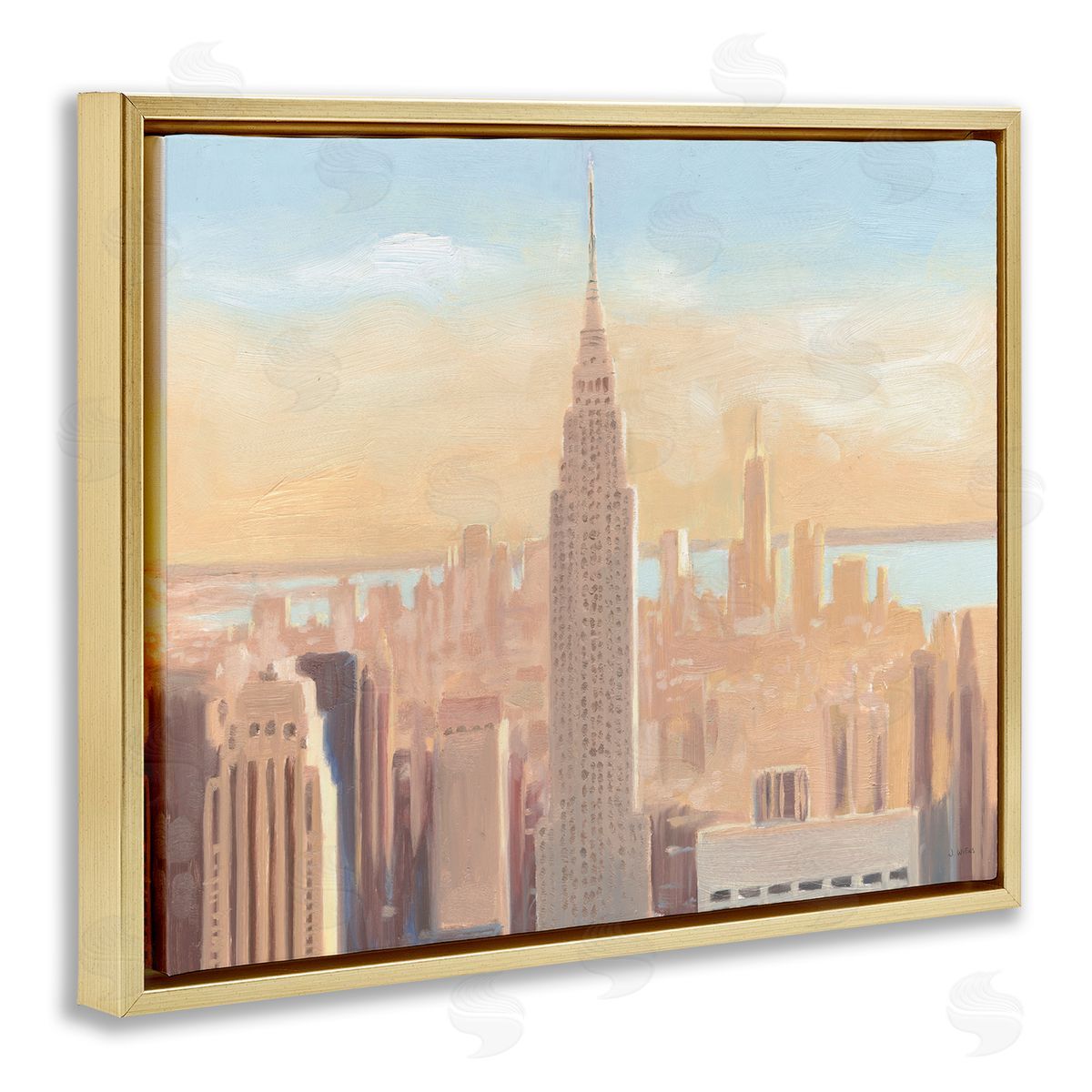 James Wiens Manhattan Cityscape at Dawn Urban Architecture Gold Floater Frame Canvas Art
