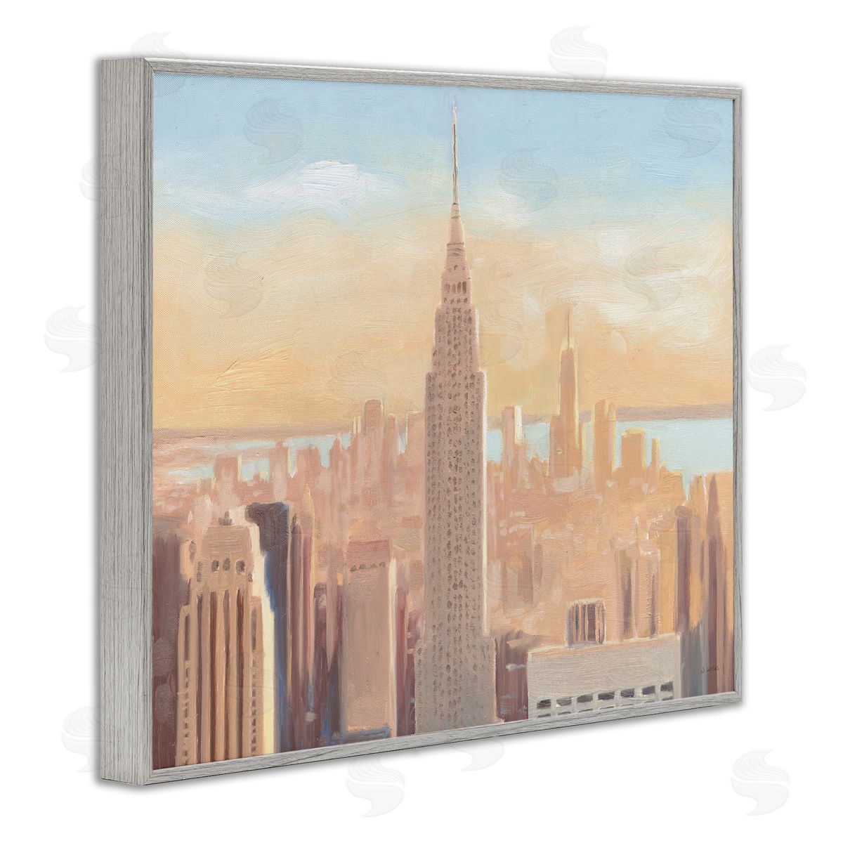 James Wiens Manhattan Cityscape at Dawn Urban Architecture Gray Framed Giclee Wall Art