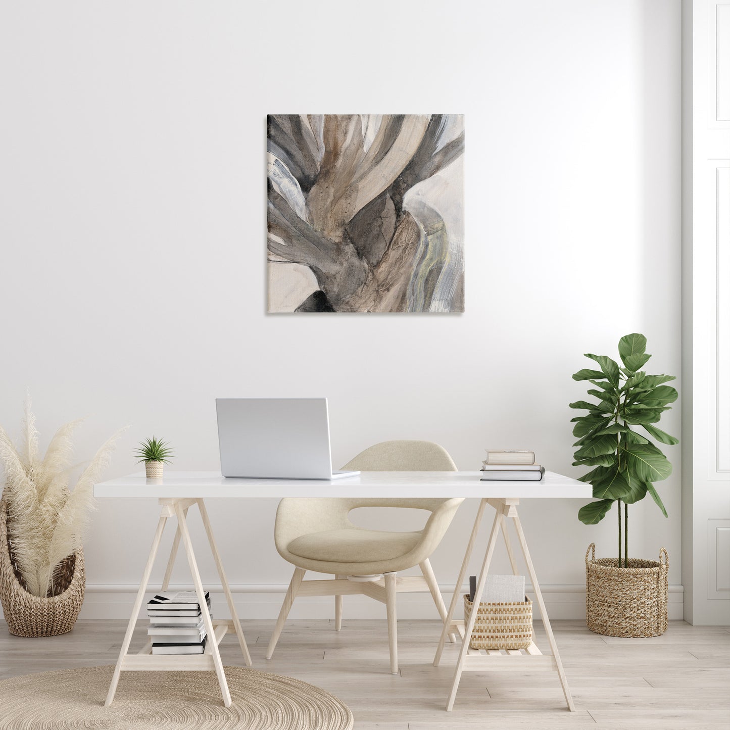 Twisted Driftwood Abstraction Canvas Wall Art in Room, Home Decor by Albena Hristova
