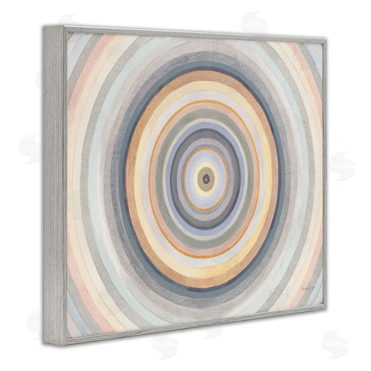 Danhui Nai Cool Tone Circular Rings Abstract Layered Shapes Gray Framed Giclee Wall Art