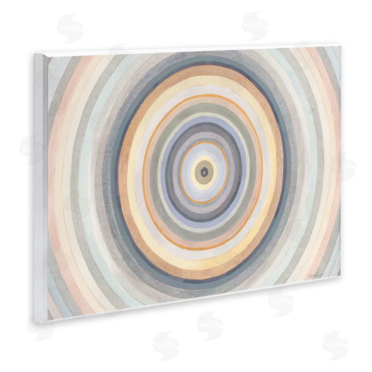 Danhui Nai Cool Tone Circular Rings Abstract Layered Shapes Wall Plaque Art