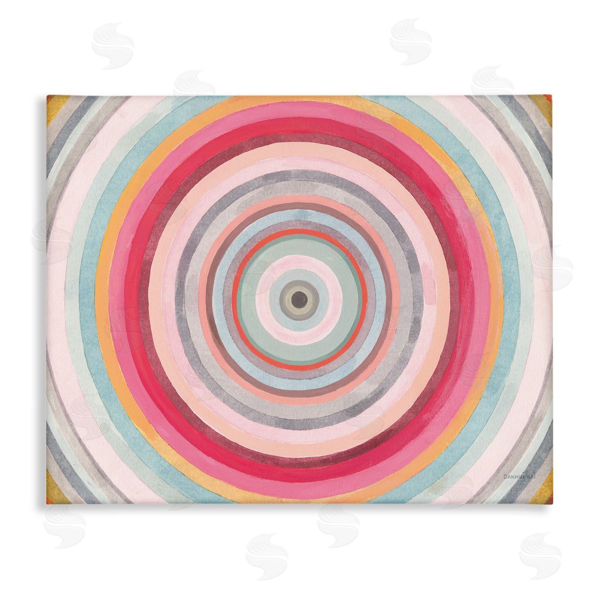 Danhui Nai Warm Tone Abstract Layered Shapes Circular Rings Canvas Wall Art