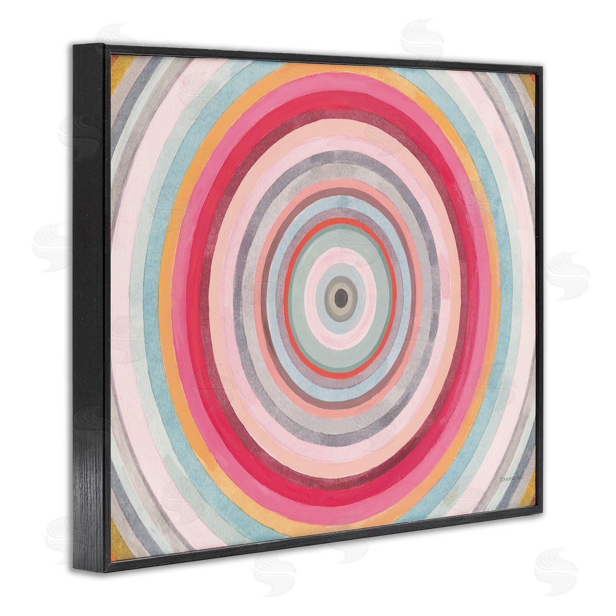 Danhui Nai Warm Tone Abstract Layered Shapes Circular Rings Black Framed Giclee Wall Art