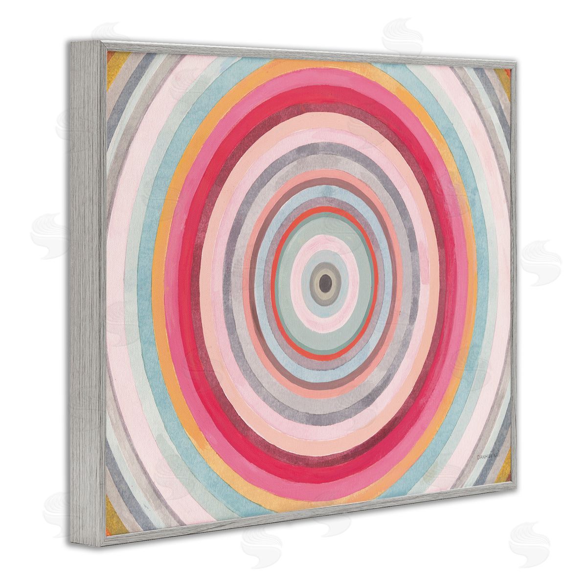 Danhui Nai Warm Tone Abstract Layered Shapes Circular Rings Gray Framed Giclee Wall Art