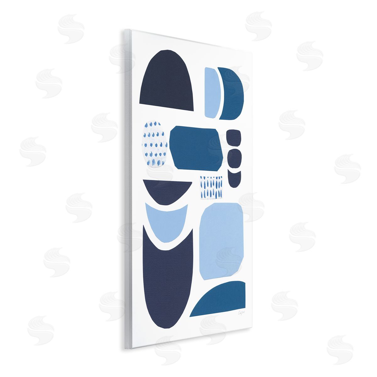 Courtney Prahl Collage of Blue Abstract Shapes Tonal Pattern Wall Plaque Art
