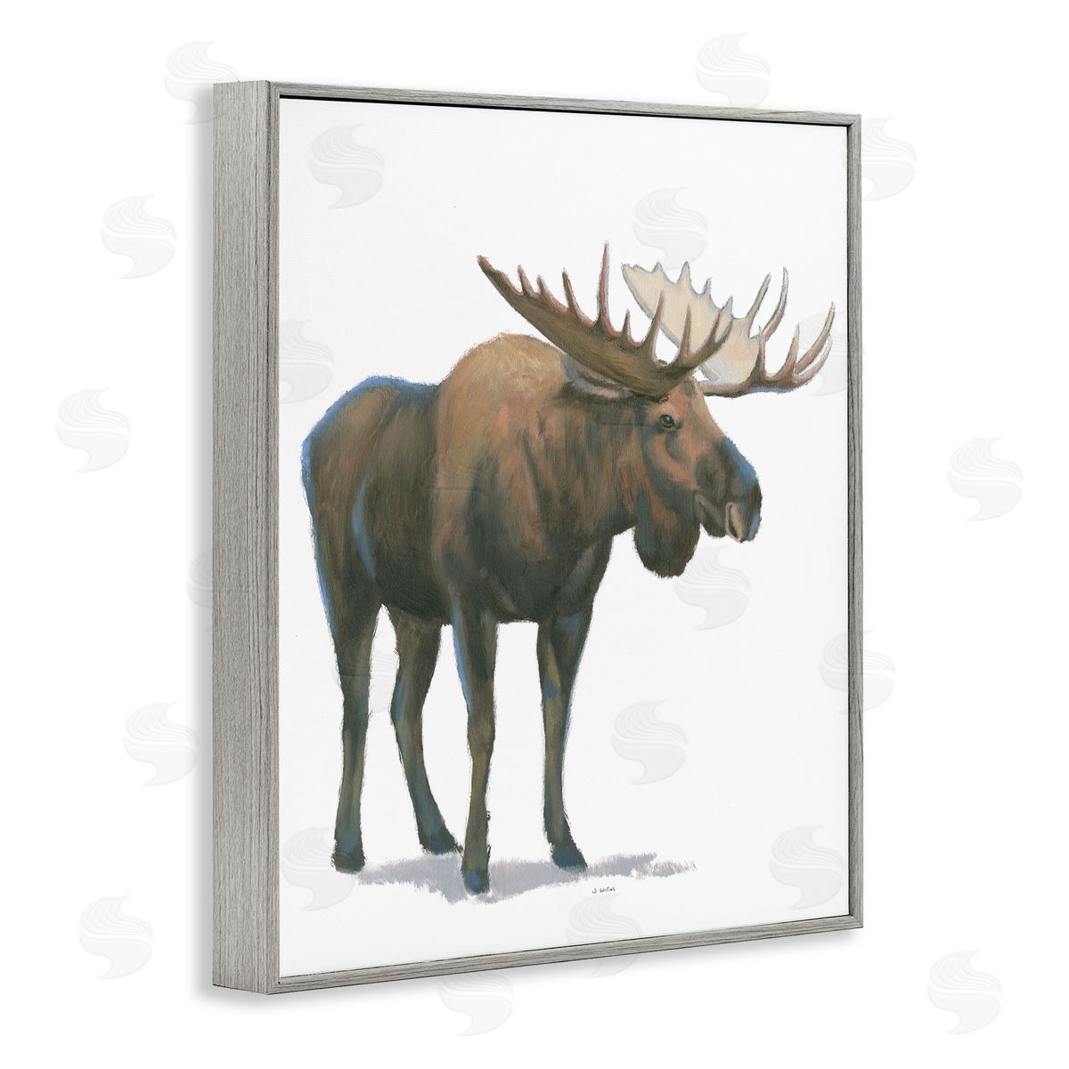 James Wiens Minimal Northern Moose Wild Woodland Animal Gray Framed Giclee Wall Art