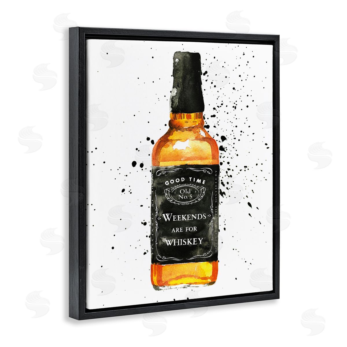 Weekends Are For Whiskey Black Floating Frame Canvas Wall Art, Home Decor by Mercedes Lopez Charro