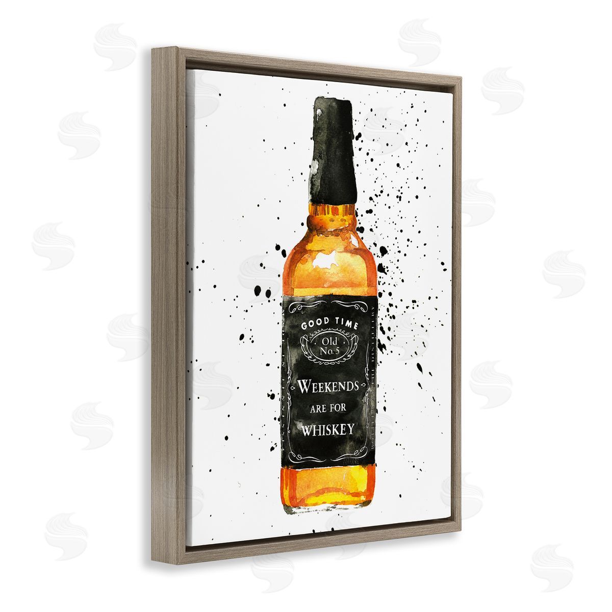 Weekends Are For Whiskey Brown Floating Frame Canvas Wall Art, Home Decor by Mercedes Lopez Charro