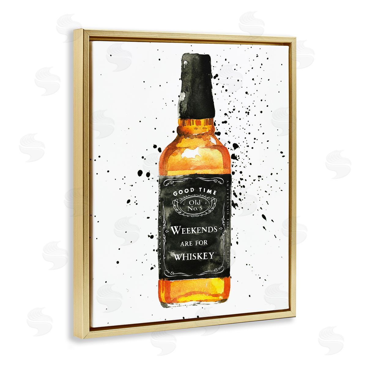Weekends Are For Whiskey Gold Floating Frame Canvas Wall Art, Home Decor by Mercedes Lopez Charro