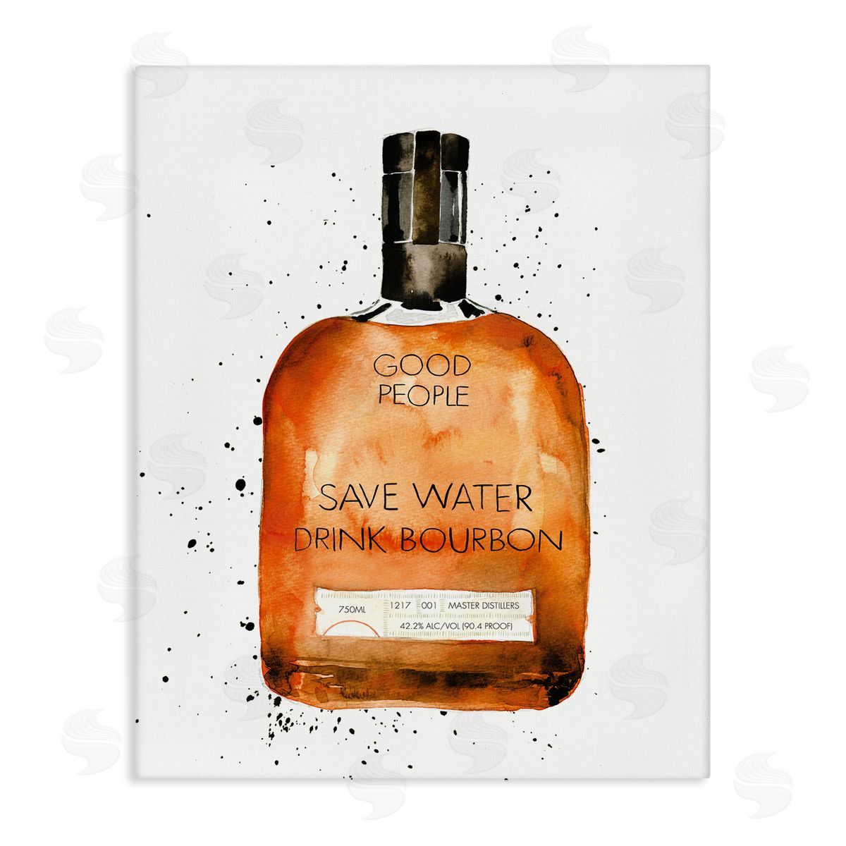 Save Water Drink Bourbon Canvas Wall Art, Home Decor by Mercedes Lopez Charro