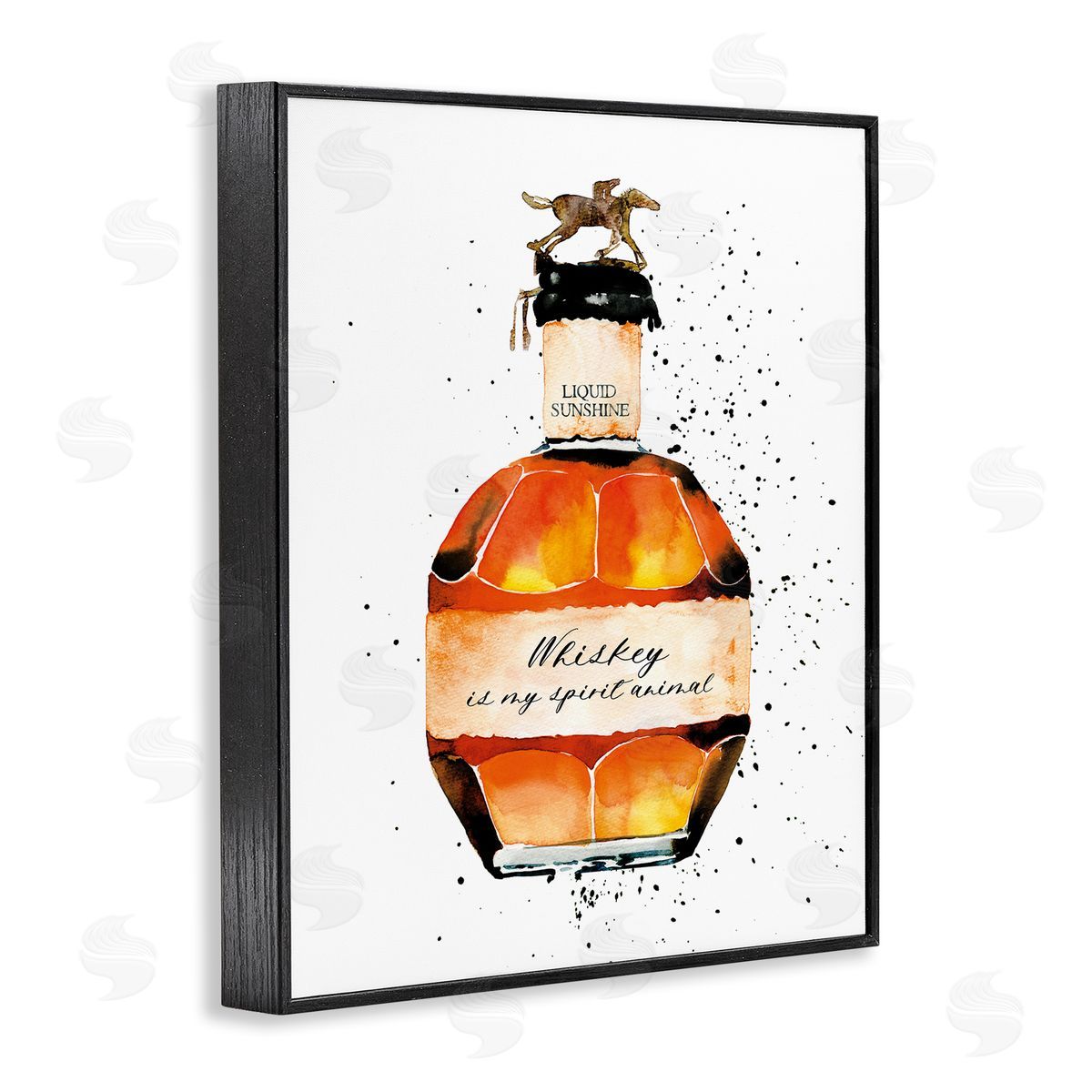 Whiskey is My Spirit Animal Black Frame Print Wall Art, Home Decor by Mercedes Lopez Charro